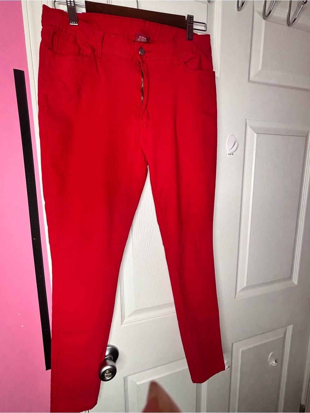 High-Rise Red Skinny Jeans for Women